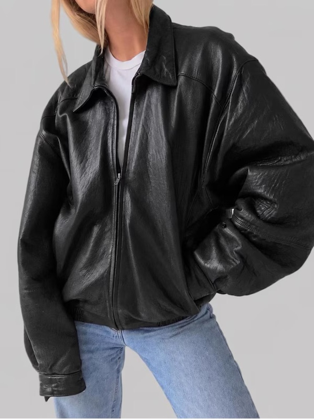 1980s Oversized Vintage Leather Jacket